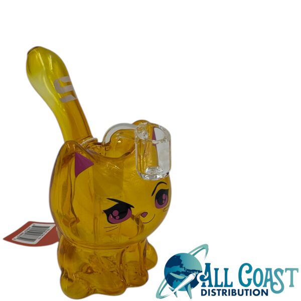 5.5" Glass Kitty Cat Water Pipe With Banger