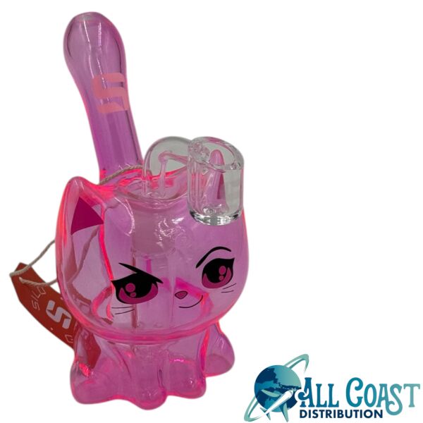 5.5" Glass Kitty Cat Water Pipe With Banger