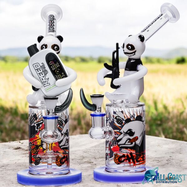 Cheech 12.5" Glass Panda With Guns Waterpipe